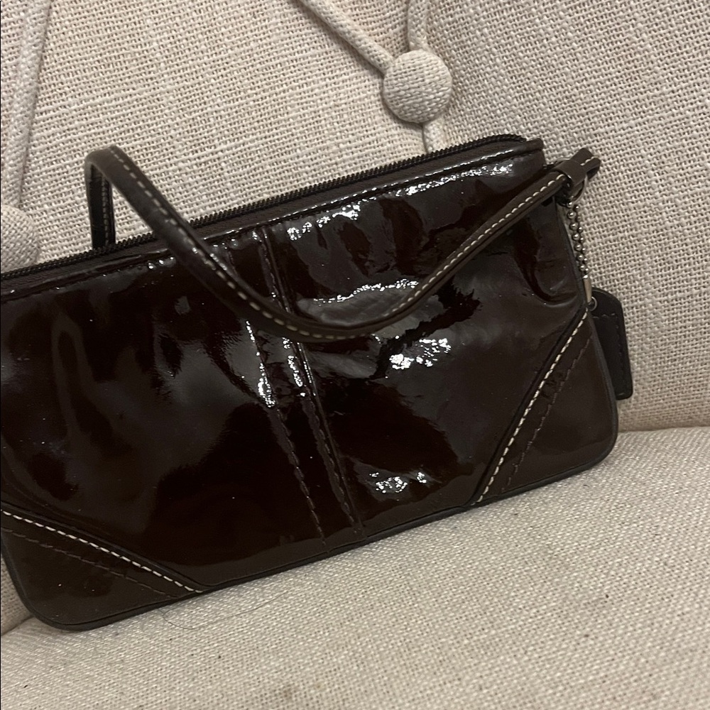 Coach Black Patent Leather Wristlet - Picture 3 of 4